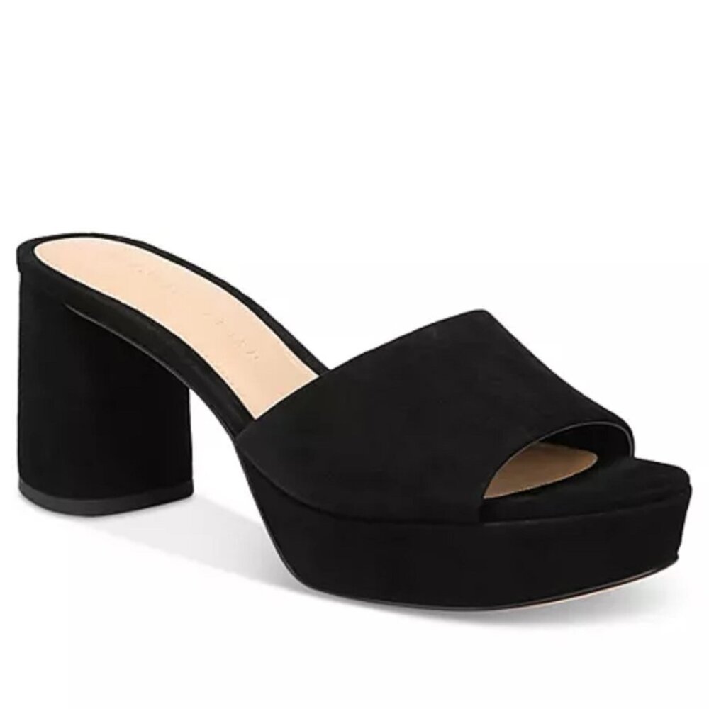 VERONICA BEARD DALI PLATFORM SLIDE SANDALS BLACK SUEDE SIZE: 6.5 M